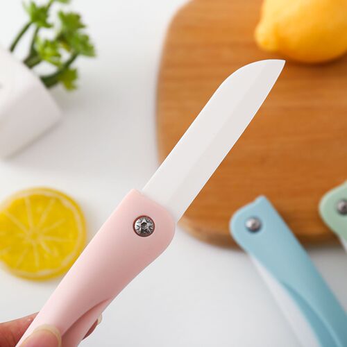 Portable folding ceramic household fruit knife portable mini ceramic knife kitchen paring knife