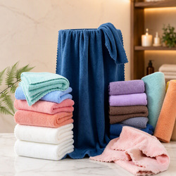 Mercan velvet towel mother-child set, more absorbent than pure cotton bath towel, two-piece set, soft and skin-friendly bath towel.