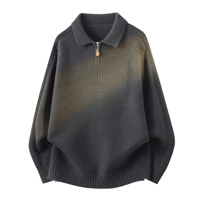 Explosiones transfronterizas de tamaño grande europeo polo camiseta con solapa camiseta de punto suéter hombre medio cremallera vieja fábrica de moda de dinero al por mayor