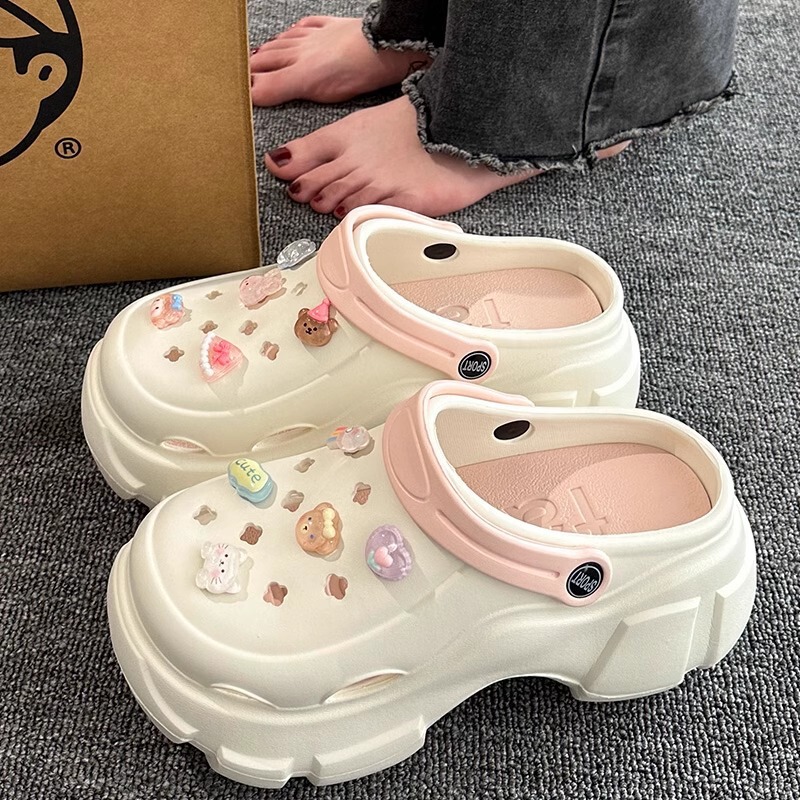 Hole Shoes Women's 2025 New Summer Outwear Half Slippers Increased Thick-soled Beach Non-slip Deodorant Sandals for Women Hole Shoes Women's 2025 New Summer Outwear Half Slippers Increased Thick-soled Beach Non-slip Deodorant Sandals for Women