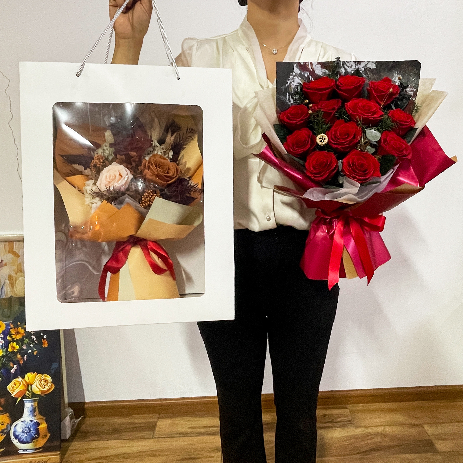 Suministro transfronterizo Flor eterna Ramo grande de rosas Producto terminado Día de San Valentín Novia Regalo de ramo de flores de sensación de alto nivel