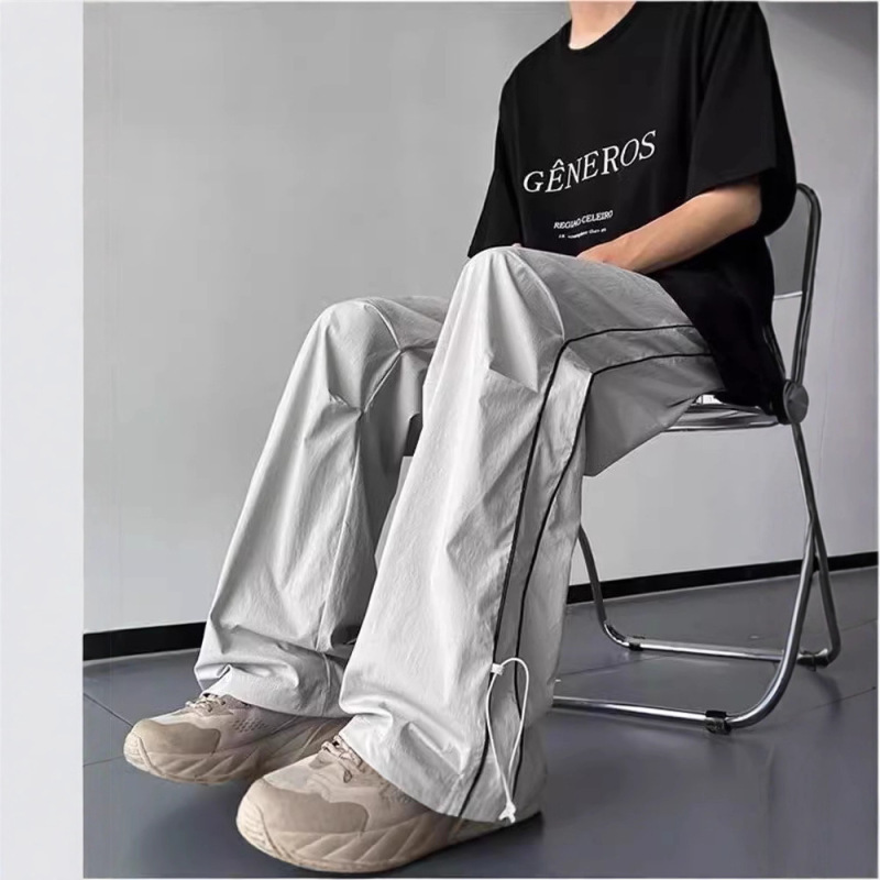 Men's Summer Thin Casual Long Pants Trendy Brand Loose American Workwear Quick-Dry Parachute Versatile Straight-Leg Sports Pants