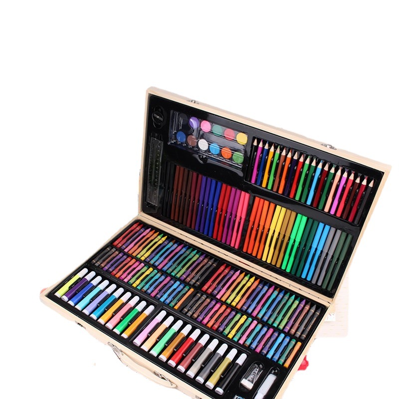 Arte DE LOS NIÑOS dibujos animados 180 unidades caja madera pintura papelería traje creativo estudiante color pluma crayón combinación cepillo