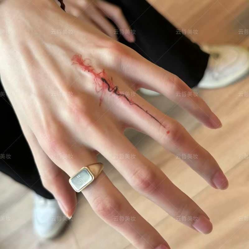 Rose and Snake Finger Temporary Tattoo Sticker Arm Wrist Ins High Color Value Trendy Cool Spice Girls Pure Want to Cover Scar Waterproof