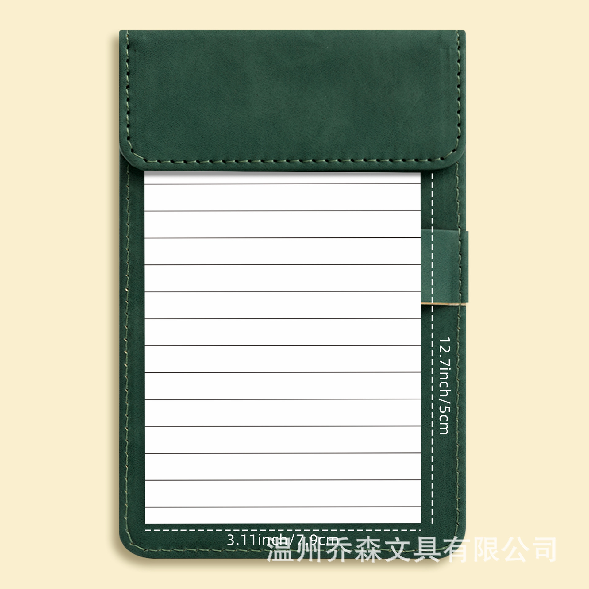 펜 삽입 보드 클립 - A6 녹색 + 미니 노트북(50개 리필) - 가로선