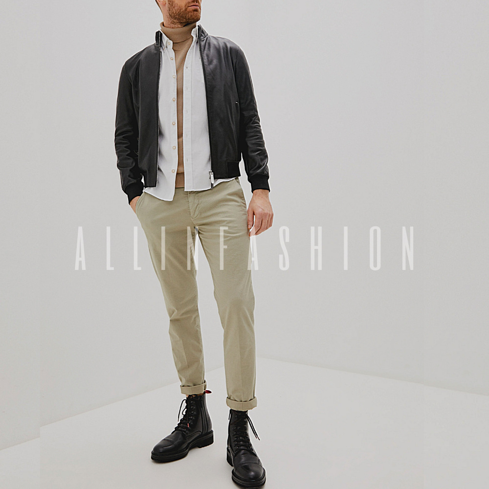 2024 New Lambskin Zipper Flight Suit Jacket Minimalist Men's Commuter Autumn and Winter Outer Leather Jacket
