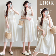 现货实拍 新款孕妇装可哺乳大码孕妇连衣裙纯棉蕾丝孕妇裙