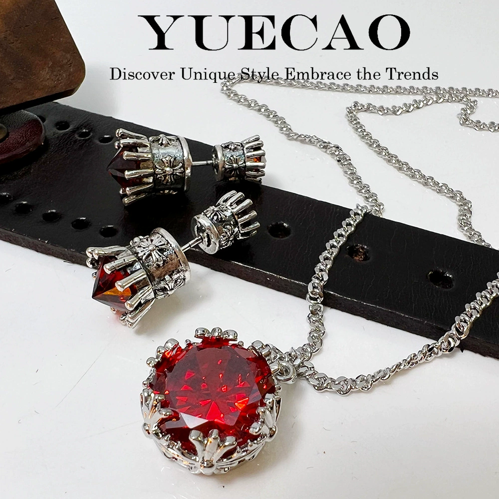 Серьги из рубина, комплект медных украшений, маленькое дизайнерское ожерелье, (поперечная торговля)