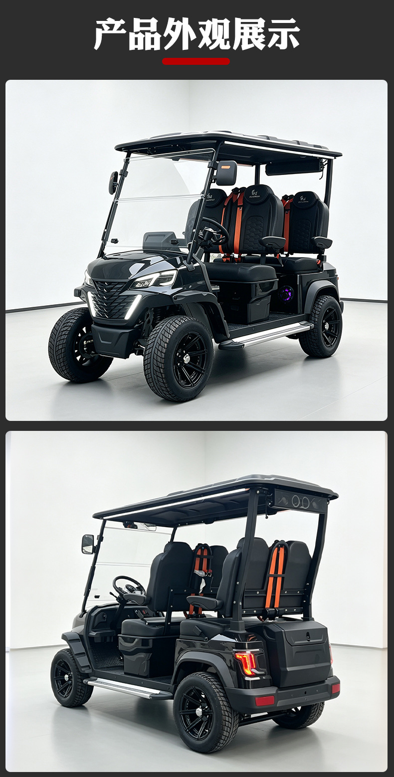 New model, two-seater golf cart powered by a lithium battery, off-road version, heavy-duty electric farm vehicle with hydraulic dump function
