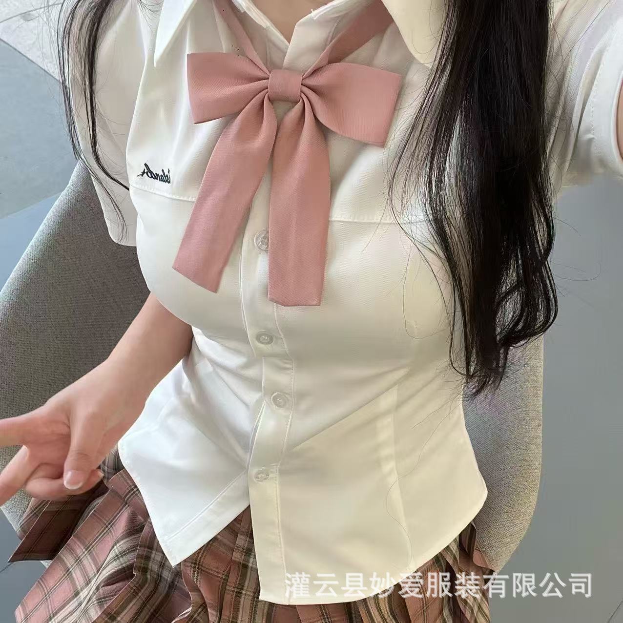 Xiaodao Original New JK Off-White Slim-Fit Embroidered Short-Sleeve Uniform Summer College Pure Desire Style Shirt