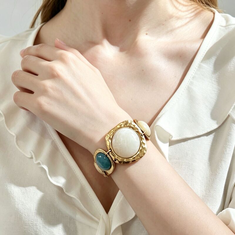 European and American cross-border fashion textured chunky chain-style gold bracelet for women, unique design, personalized trendy jewelry wholesale
