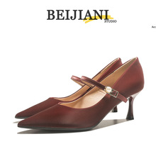 BEIJIANI 3356-3 跨境气质通勤一字扣带高跟鞋女尖头细跟婚鞋宴会