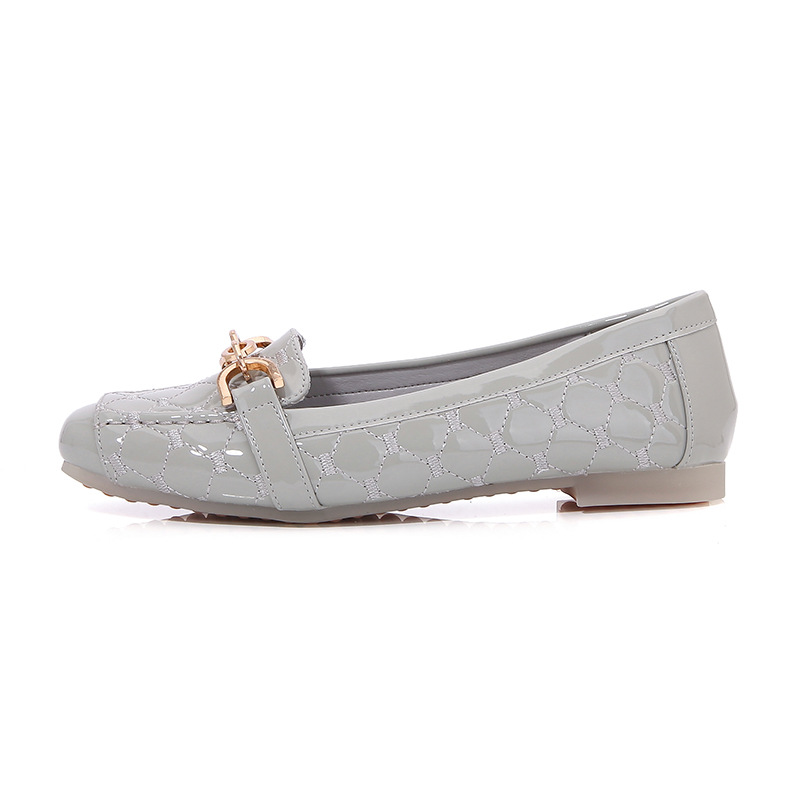 Women's Soft-soled Loafers, Spring Autumn European And American Style Shallow Square-toed Patent Leather Flat Shoes,_vogvips.com