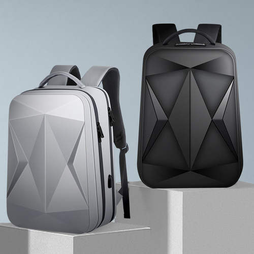 Cross-border 2024 new Korean version large capacity hard shell computer bag laser rhombus business backpack men's backpack