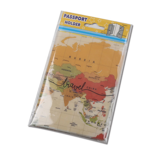 World Map Passport Holder PVC Flat Print Passport Cover Overseas Travel Supplies Document Protective Leather