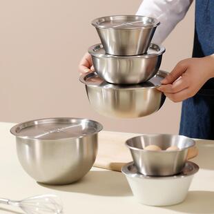 Mimu 304 Stainless Steel Basin Household Side Dish Cooking Basin Kitchen Egg Beating Basin Vegetable Washing Baking Preservation Basin Can Be Stacked