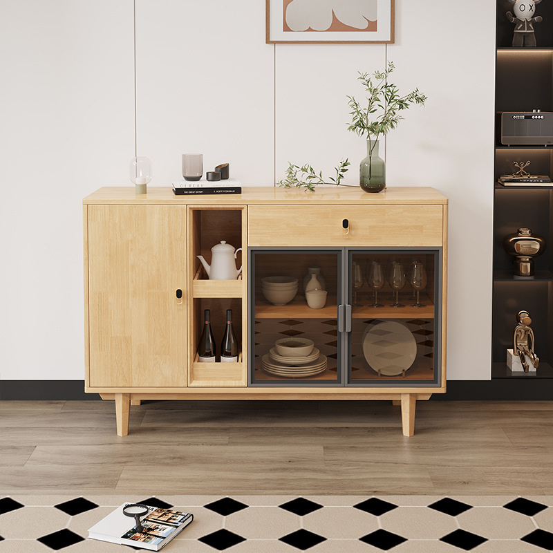 Armario de aparador de madera maciza nórdica simple sala de estar moderna gabinete de vino gabinete de té hogar multifuncional armario de pared integrado
