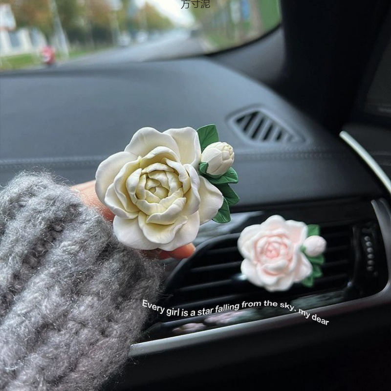 ジャスミンカーアロマセラピーカーエアコン吹き出し口香水車内装飾クチナシの花ディフューザーストーンフレグランス|undefined