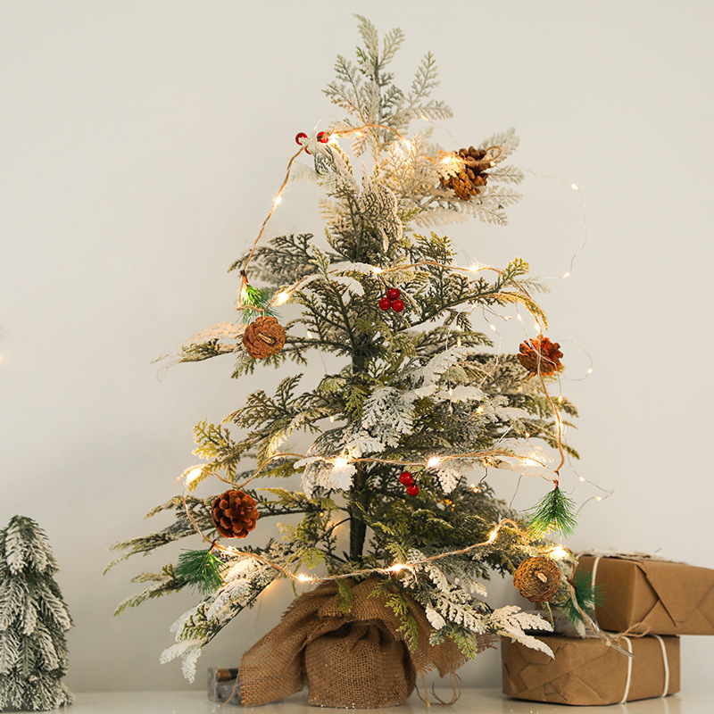 Navidad piñas frutos rojos decoración árbol de Navidad luces luces iluminación LED cadena caja de baterías decoración accesorios