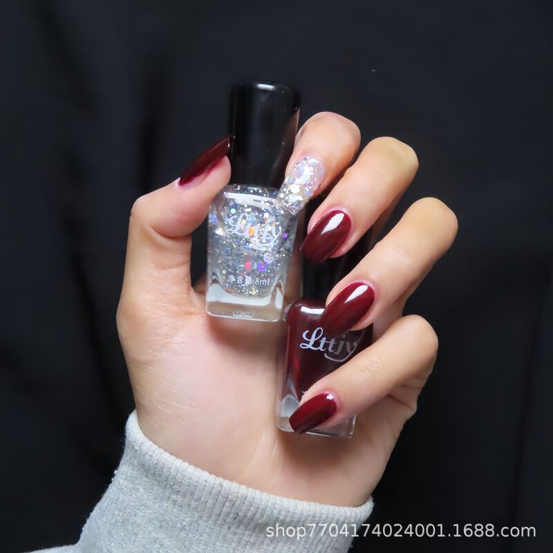 Net red explosions show white red sparkling nail polish baking-free quick-drying waterproof Joker sequins trembles wholesale generation