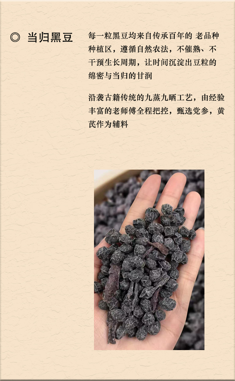 Dang Gui Black Beans (Angelica sinensis & Black Soybean) — Handcrafted Herbal Snack with Codonopsis & Astragalus, 250g overview