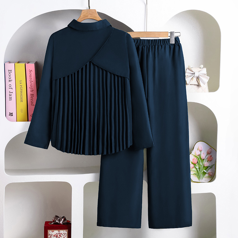 Comercio exterior ropa infantil primavera nueva moda europea y americana para niños y niñas de espalda prensada camisa de manga larga pantalones de piernas anchas