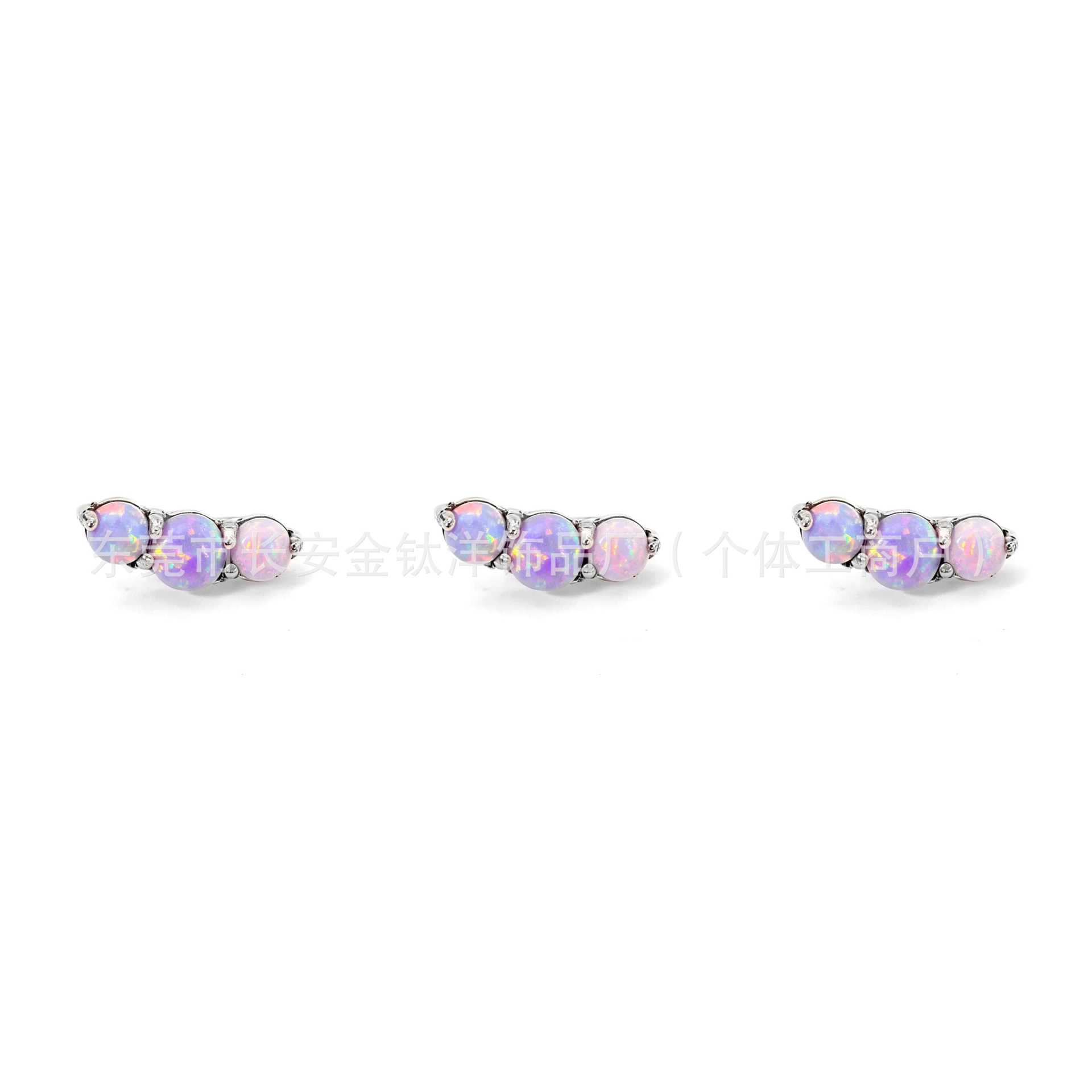 F136 Titanium Three Opal Candy Earrings, Nose Nails, Lip Nails, Cochlear Nails, Ear Bone Nails, G23 Titanium Alloy Piercing Jewelry detail image 7