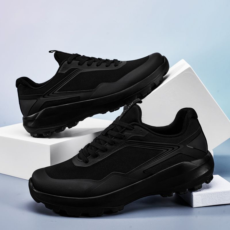 Spring and Autumn Sports Shoes for Men, Breathable Running Shoes, Black Casual Shoes, Outdoor Sports Hiking Shoes, Men's Leather Shoes, Outdoor Non-Slip Shoes