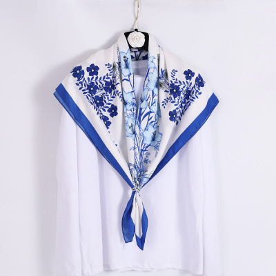 temperament Plain Jane flowers and plants printing Silk scarf 90*90cm Large square shirt suit Accessories Silk scarf scarf wholesale