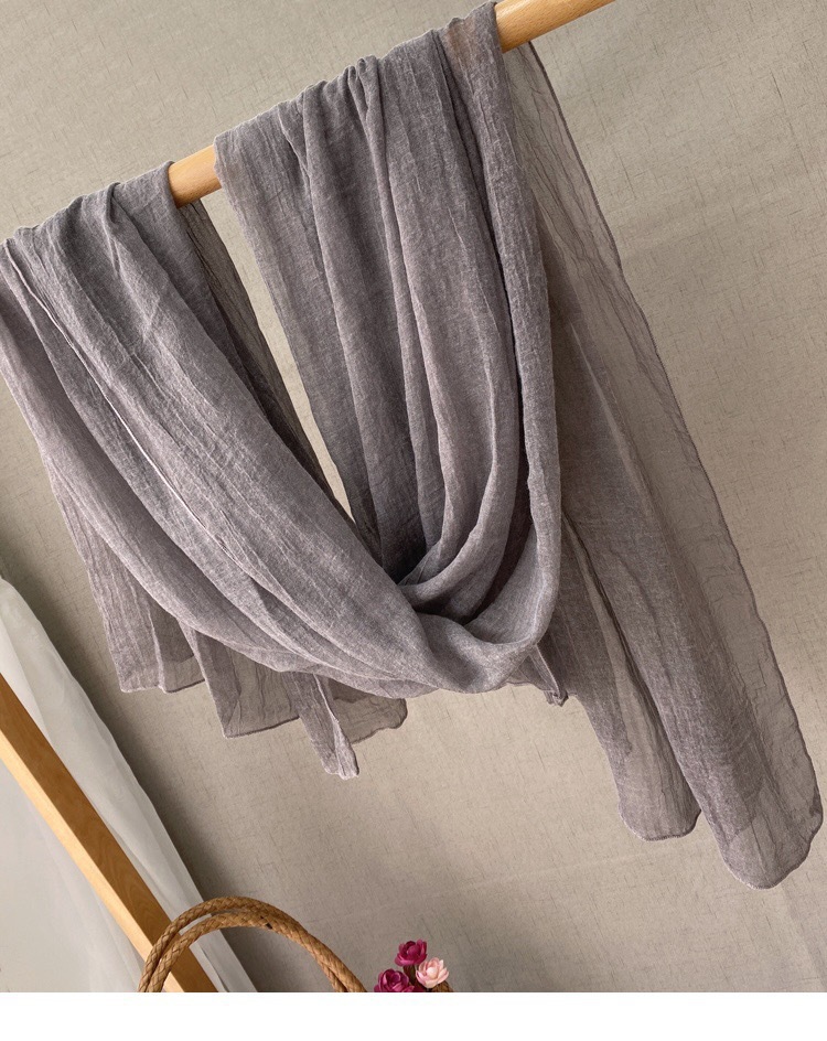 Sciarpa tinta unita in cotone e lino, sottile, da donna, in morbida seta, stile retrò, versatile, per primavera e autunno_voghion.com