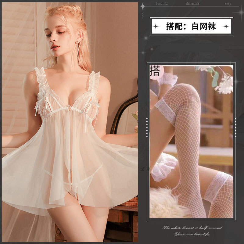 흰색 잠옷 [속옷을 포함한다] + 흰색 그물 스타킹