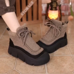 Explosions Martin boots women 2025 winter new thick-soled snow boots fleece-lined warm low-top shoes comfortable mother cotton shoes women