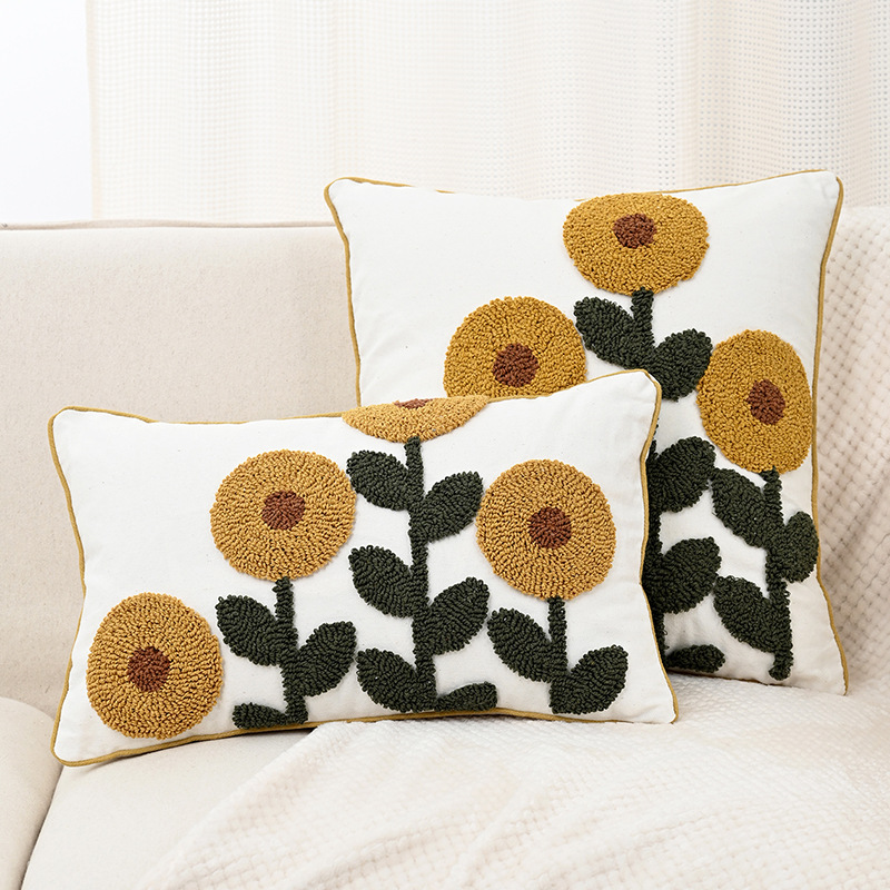 Nordic ins sala de estar toalla bordada sofá almohada cojín pequeño modelo fresco habitación almohada de respaldo de cabecera funda de almohada