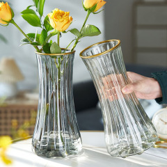 Sunflower Light Luxury Creative Gold-Plated Glass Vase for Fresh Flowers, Rose Arrangements, Lucky Bamboo, and Pothos—Perfect for Desk Decorations in Hydroponic Style