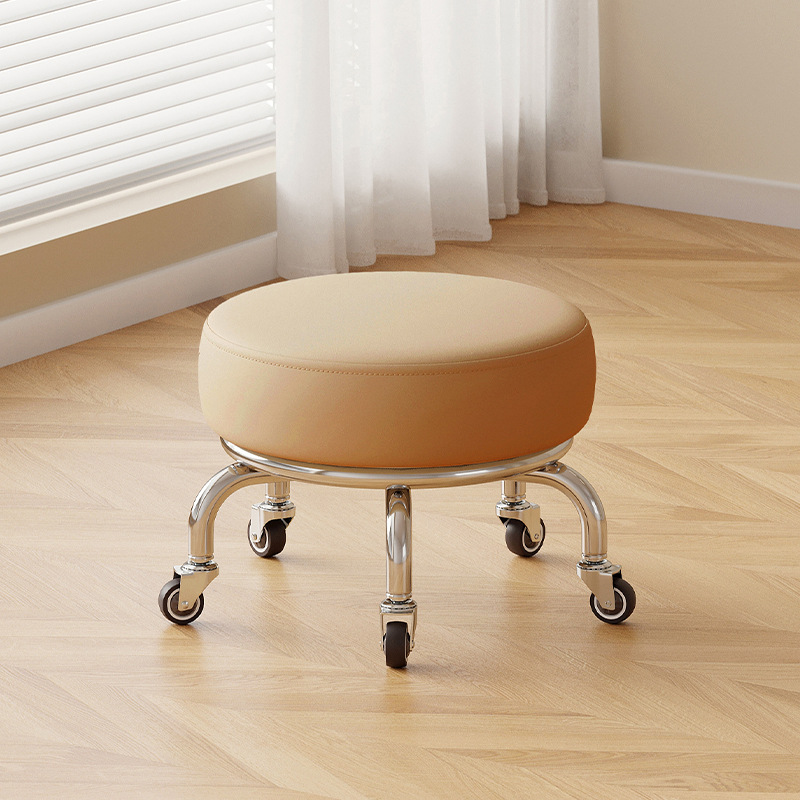 Polia doméstica taburete bajo rueda universal pequeño taburete silencioso rotativo taburete redondo móvil con artefacto moderno y simple