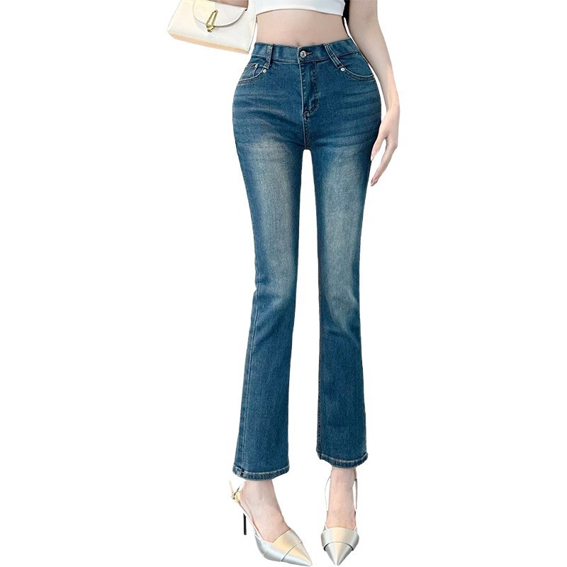 東大門 フレキシブル9分丈ストレートシガレットパンツ ヒップアップ 着痩せ効果 デニムパンツ タイト シンプル 万能 春物|undefined