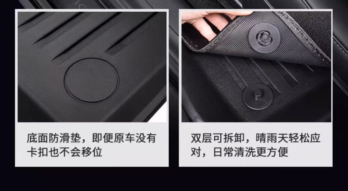 Suitable for Tesla Modelyl Floor Mats, Front and Rear Trunk Mats, Tpe All-Weather Material Car Floor Mats Wholesale Cross
