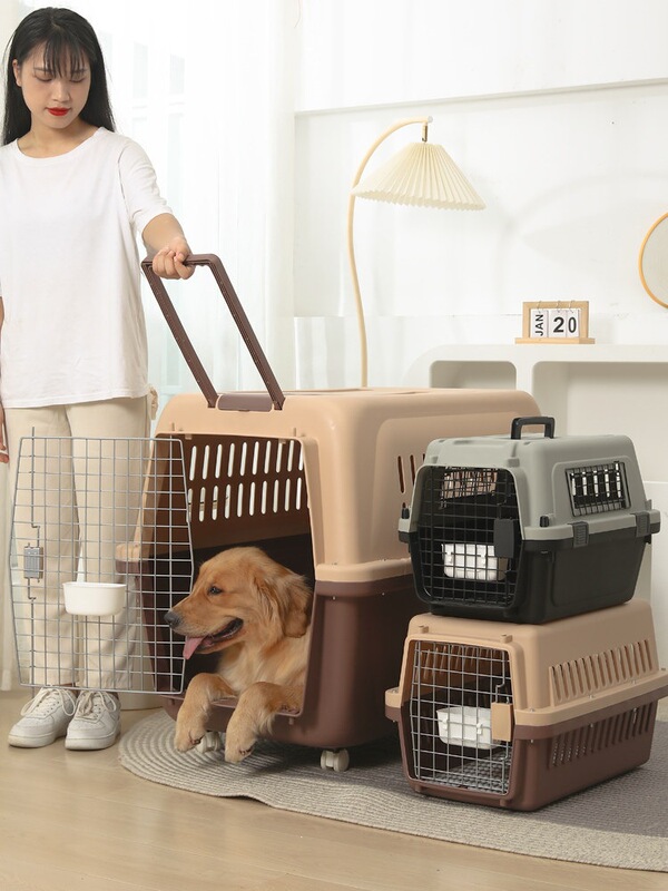 Large Dog Airline Crate, Pet Transport Box, Cat Carrier, Air China Standard Small Dog Car Portable Travel Cage