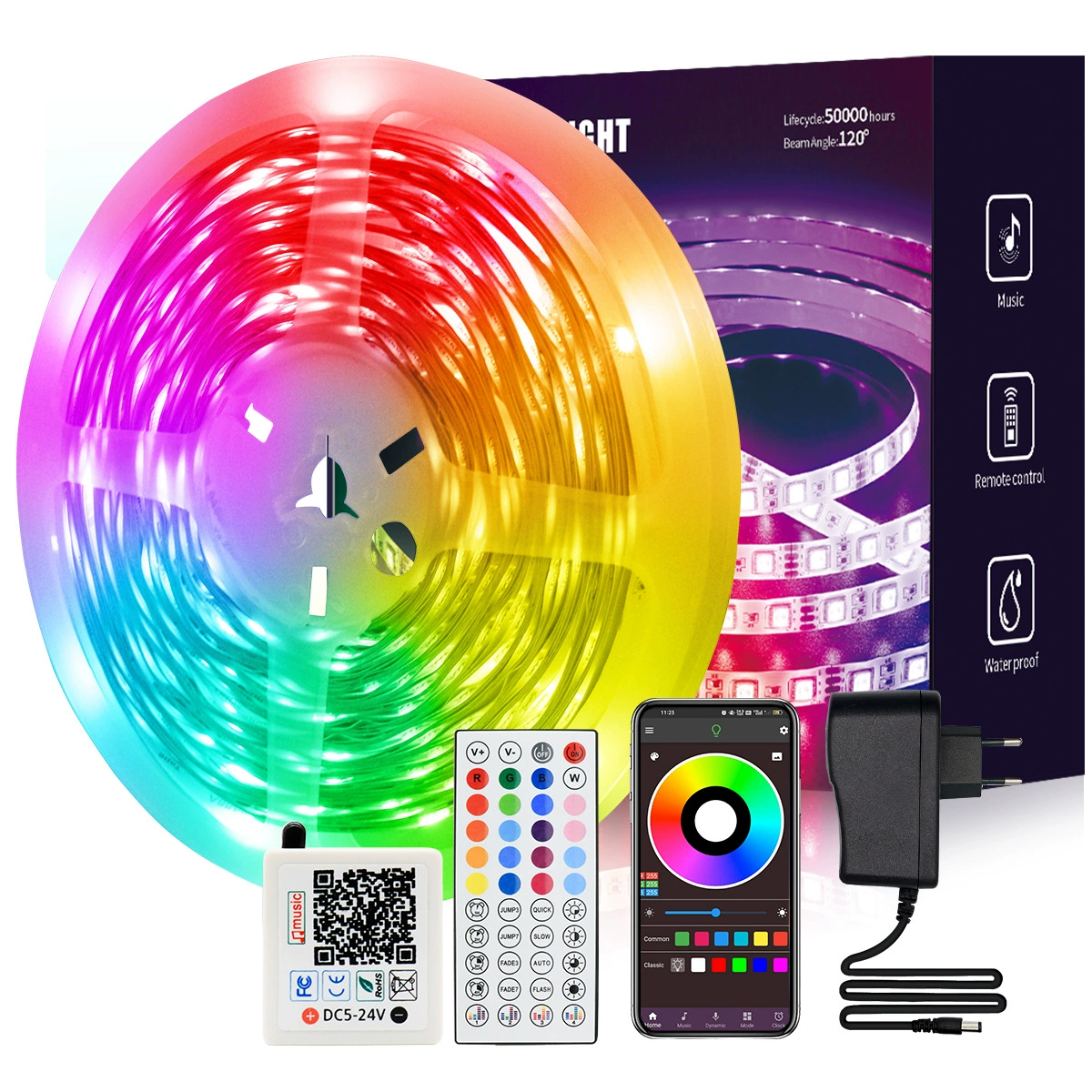 Новый разъем PH2.0 44-клавишный Bluetooth музыка 3535RGB лампа фонарь комплект мобильное приложение голосовое управление ритм лампа пояс
