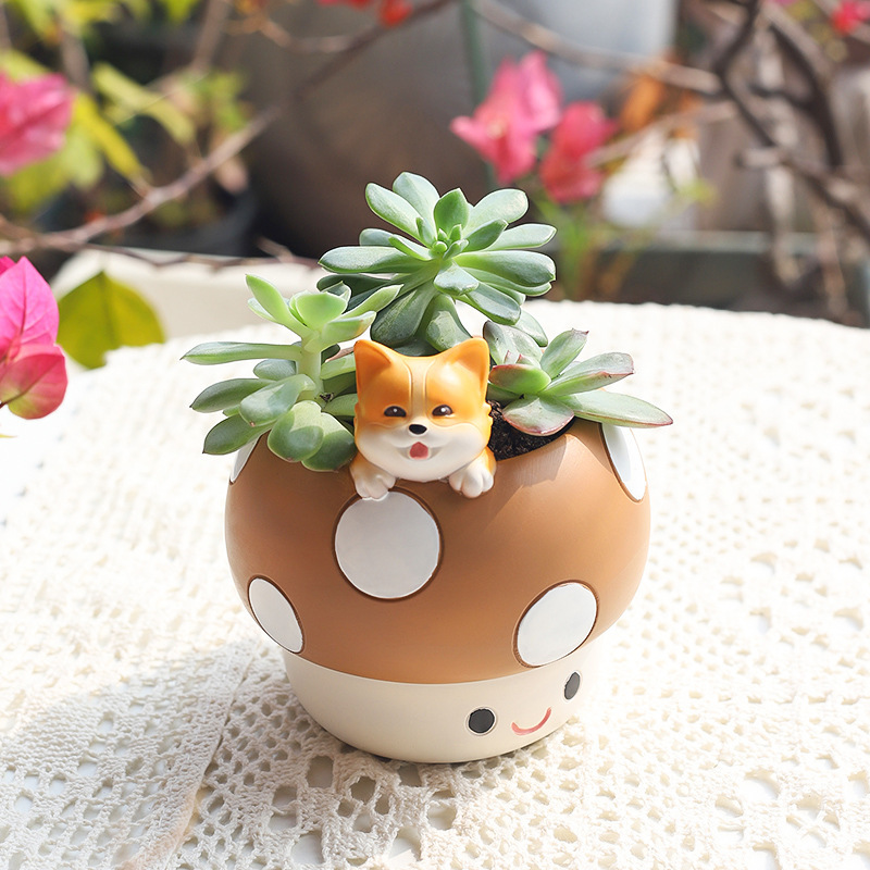 Chậu Cây Resin Tượng nhím hoạt hình resin, đồ trang trí sân vườn, ban công, cửa sổ và tiểu cảnh (RG-165)