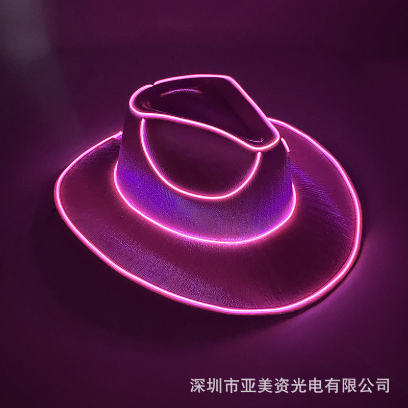 Festival LED luminoso colorido sombrero de vaquero colorido lentejuelas occidental sombrero de vaquero Amazon DIY luminoso sombrero nupcial