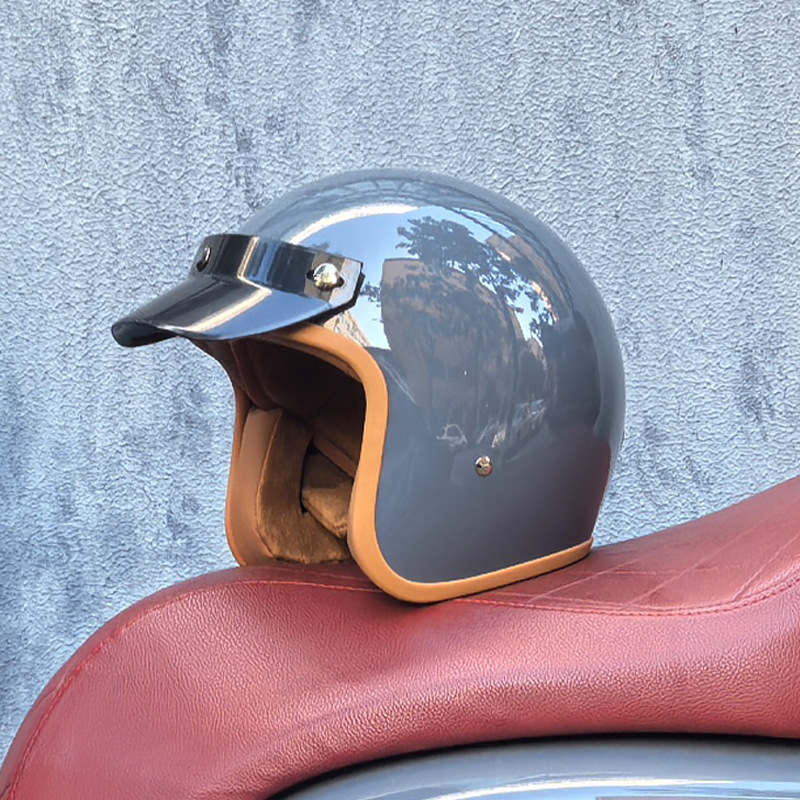 Orz Gulf Oil Motocicleta eléctrica Casco retro Casco de crucero Hombres y mujeres Casco japonés de media pala 3C