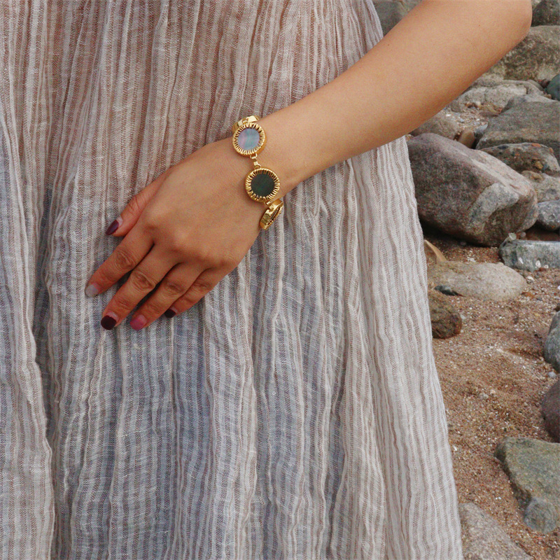 原创设计贝母手链女小众铜镀真金夏网红同款欧美手链