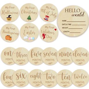 Double-Sided Round Baby Holiday Photography Props My First Holiday Milestone Baby Important Milestone