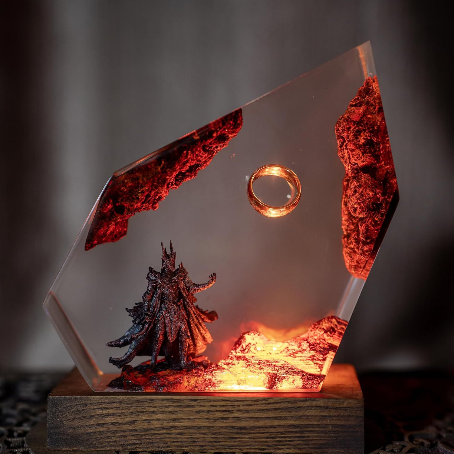 Luz de escritorio de resina del anillo oscuro, lámpara de resina Sauron, Ri.ng OT, lámpara del anillo oscuro, regalo del día del padre