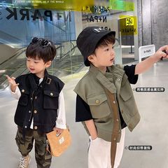 Boys' Vest 2024 Spring and Autumn New Korean Style Baby Workwear Tops for Children and Middle School Spring and Autumn Style Versatile Western Jackets