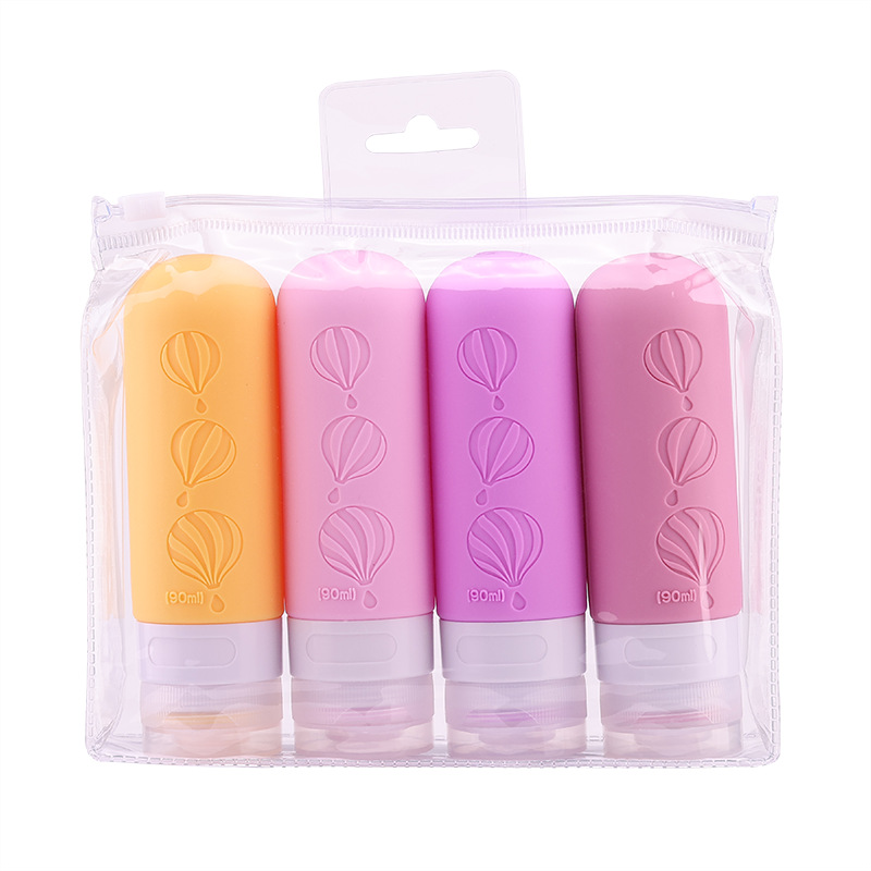 Juego de subembotellado de viaje creativo pequeño de silicona Botella de almacenamiento de silicona con tapa Botella de viaje Tarro de subembotellado