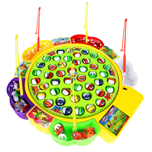 Children's electric fishing toys, rotating fishing plate set, children's parent-child interactive toys
