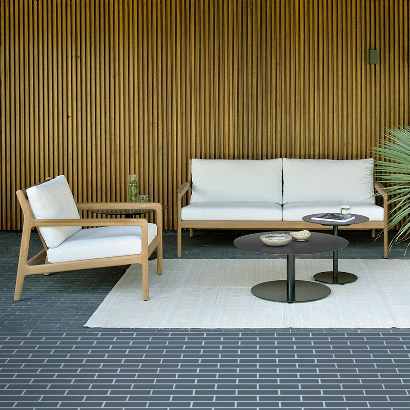 Sofá de teca para exteriores, muebles resistentes a la lluvia para jardín, patio, balcón, terraza de villa, conjunto de sofás de madera maciza para ocio.