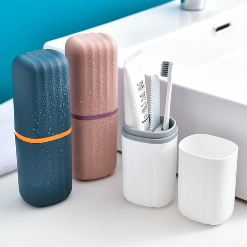 Travel mouthwash cup wholesale three-piece corrugated plastic portable anti-slip student toothpaste travel toothbrush cup set